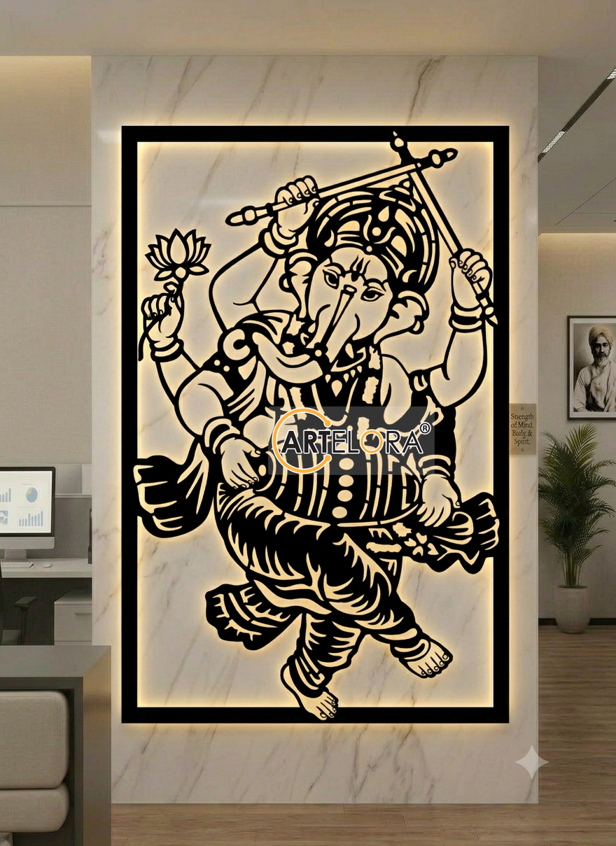 2D Modern Art Dancing Shri Ganesha Laser Cutting
