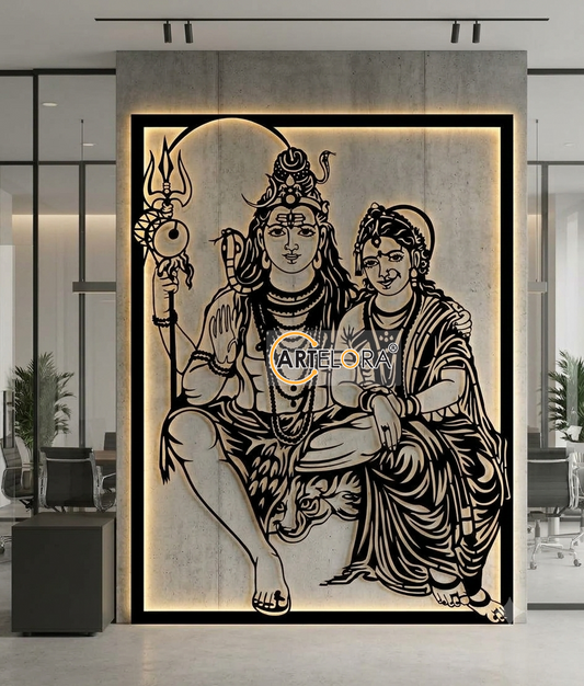2D Modern Art Shiv Parvati Laser Cutting