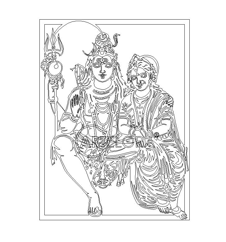 2D Modern Art Shiv Parvati Laser Cutting