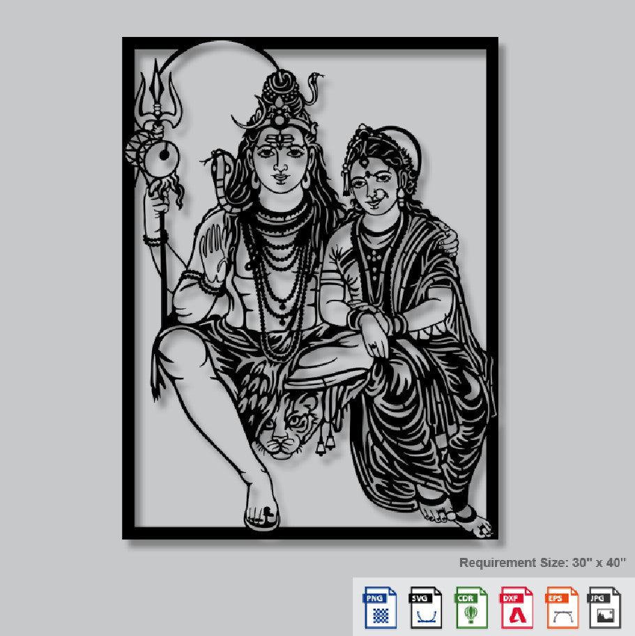 2D Modern Art Shiv Parvati Laser Cutting