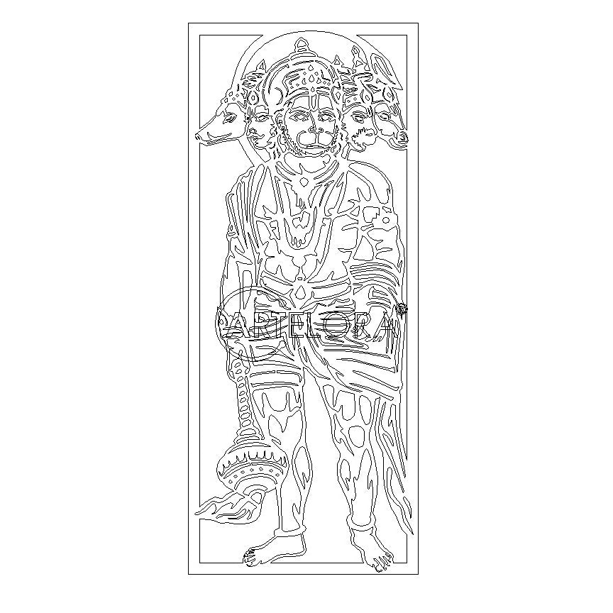 2D Modern Art Panchmukhi Hanuman Ji Laser Cutting