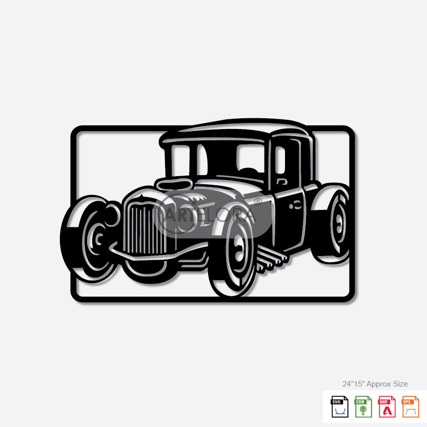 2D Modern Art Vintage Vehicle car