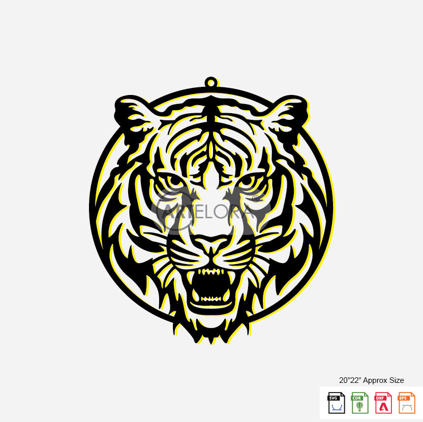 2D Modern Art Tiger Face