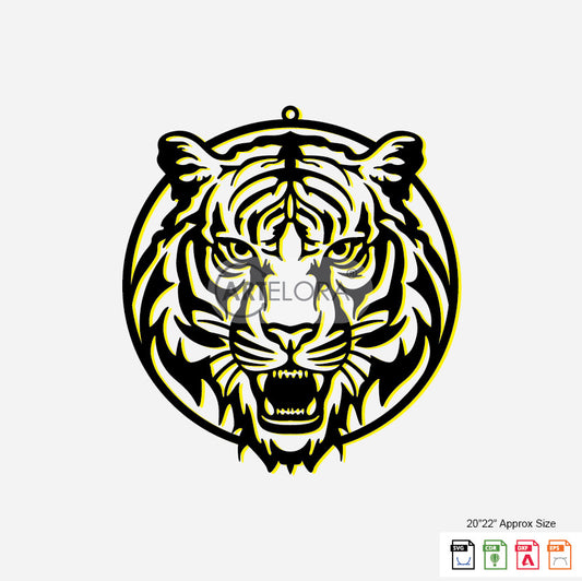 2D Modern Art Tiger Face