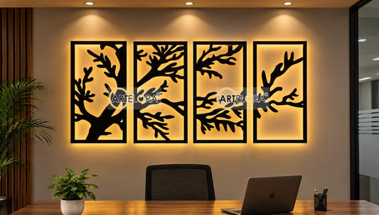 2D Modern Art Metal Leaf & Tree Wall Decor Art