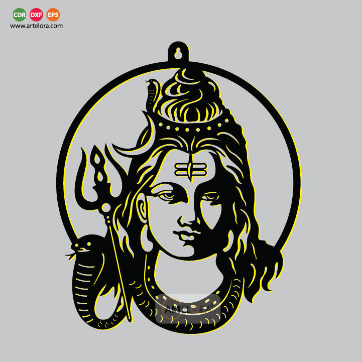 2D Modern Art Shiv (Mahadev) Wall Art laser cutting