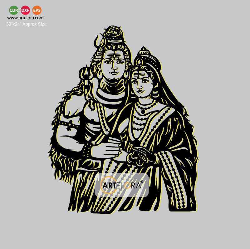 2D Modern Art Shiv & Parvati (Shiv-Shakti) Wall Art laser cutting