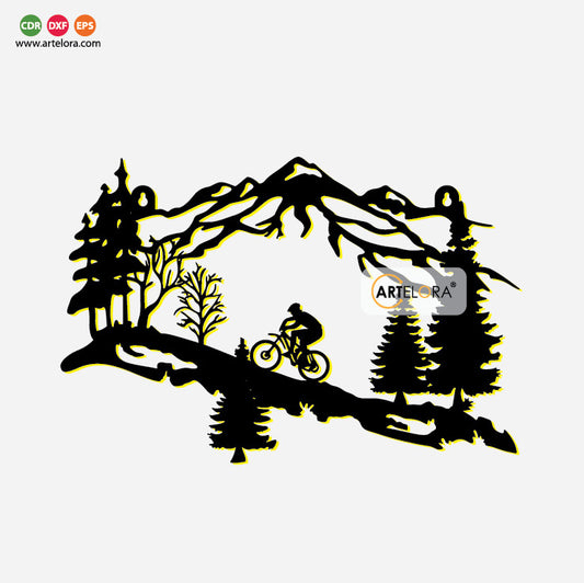 2D Modern Art Landscape Mountain Tree deer Animals