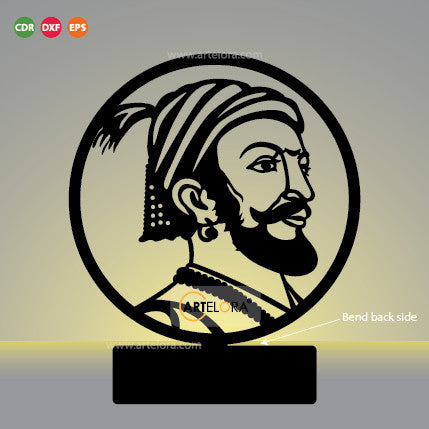 2D Modern Art Table Lamp of Shivaji Maharaj