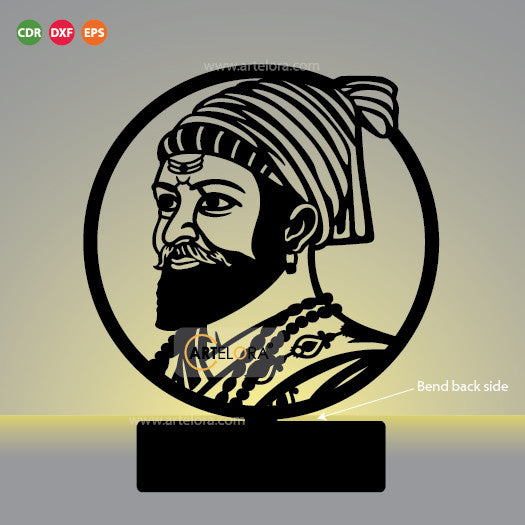 2D Modern Art Table Lamp of Shivaji Maharaj