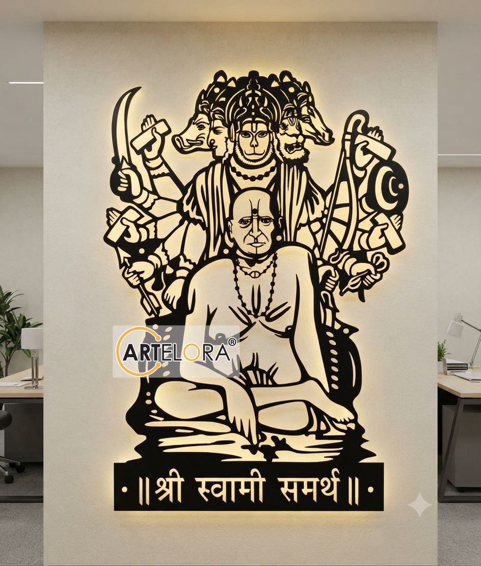 2D Modern Art Panchmukhi Hanuman (Swami Samarth)