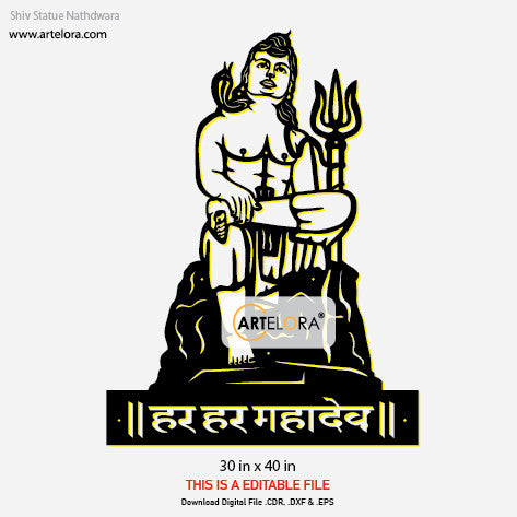 2D Modern Art Lord Shiva Statue Nathdwara
