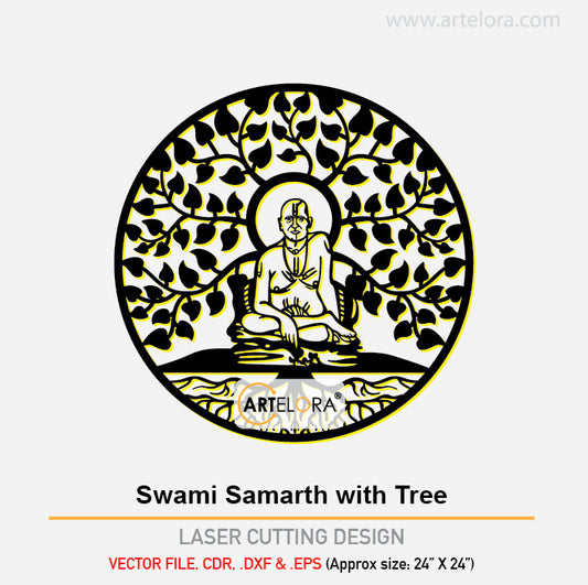 2D Modern Art Swami Samarth with Tree