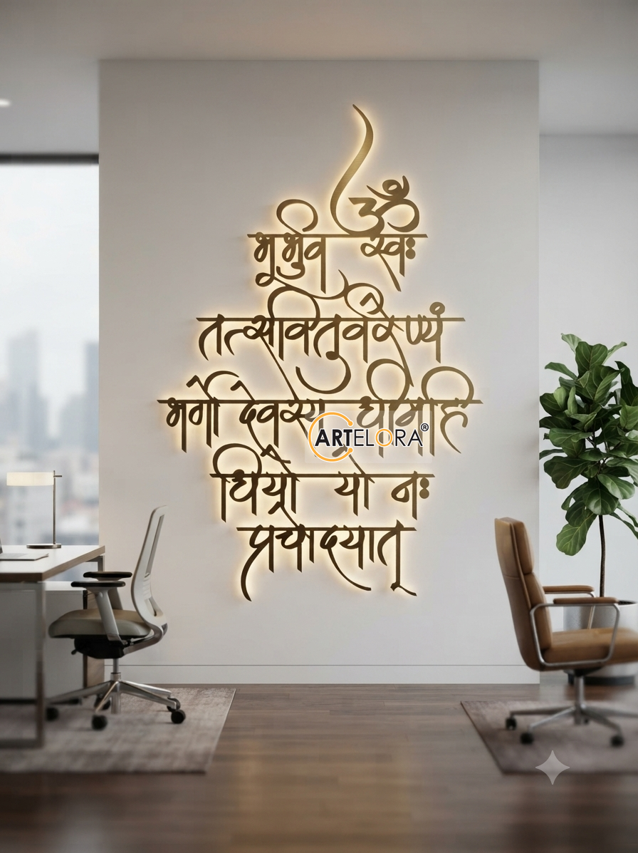 2D Modern Art Gayatri Mantra laser cutting