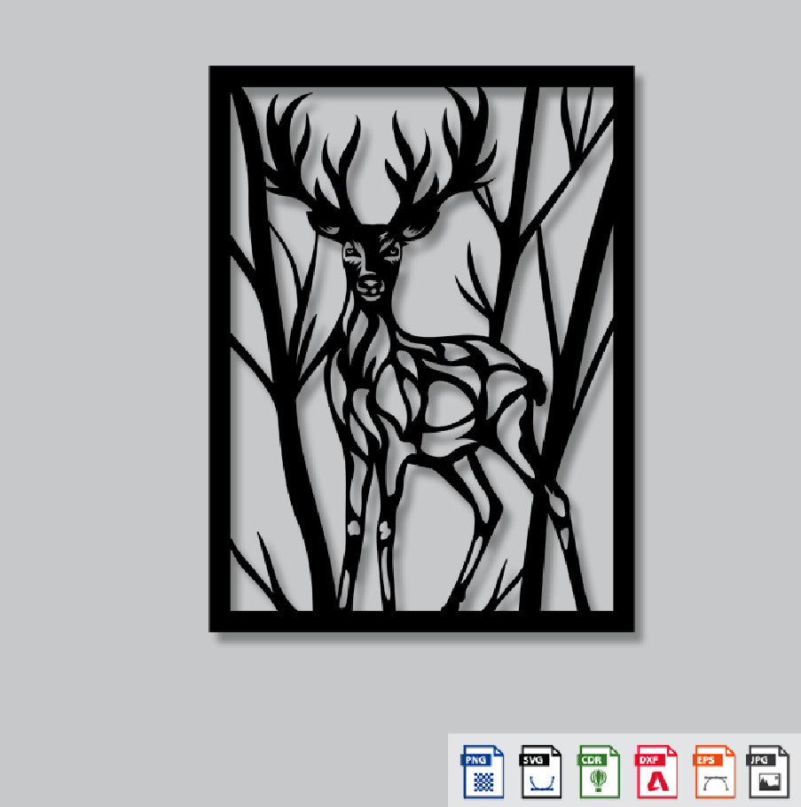 2D Modern Art Deer & Tree