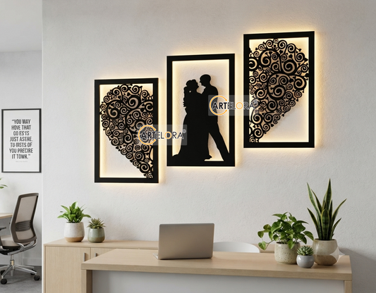 2D Modern Art Heart Love Couple 3 Pic