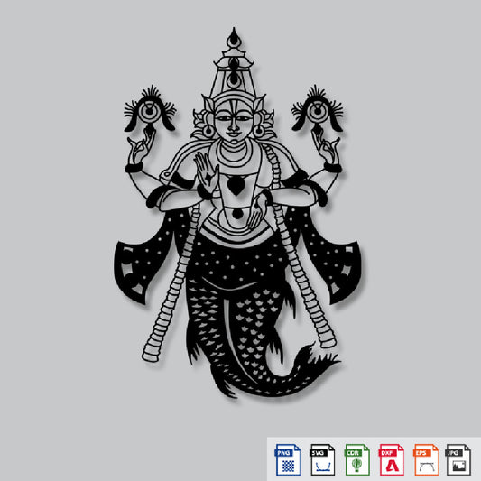 2D Modern Art Matsya Avatar (Vishnu Dashavatara)