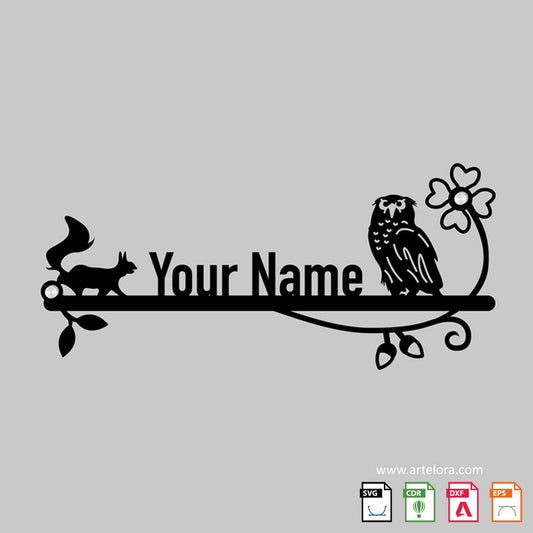 Name Plate laser cutting Owl