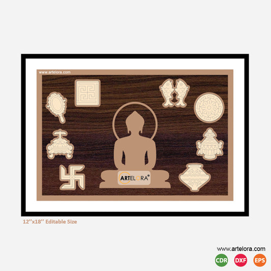 Premium Art MDF Laser Cutting Ashta Mangala (12x18)