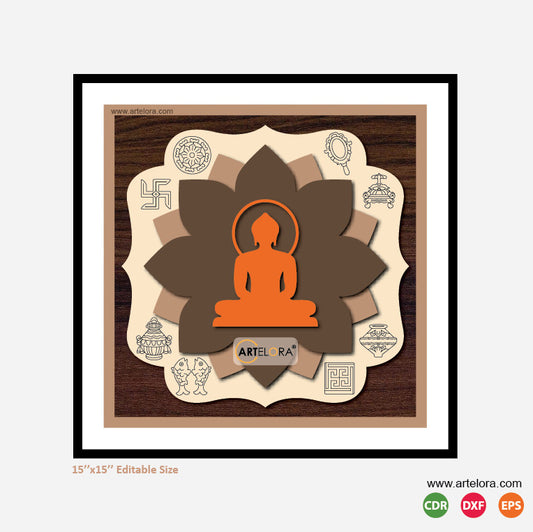 Premium Art MDF Laser Cutting Ashta Mangala (15x15)