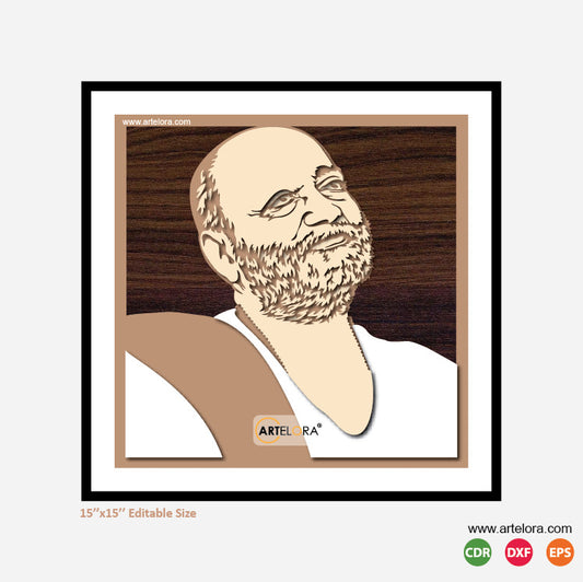 Premium Art MDF Laser Cutting Moraribapu Ram Katha (15x15)