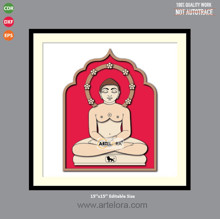 Premium Art MDF Laser Cutting Mahavir Swami Jain Religious (15x15)