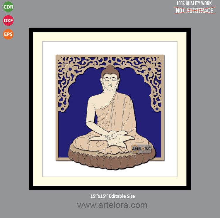 Premium Art MDF Laser Cutting Gautam Buddha (15x15)