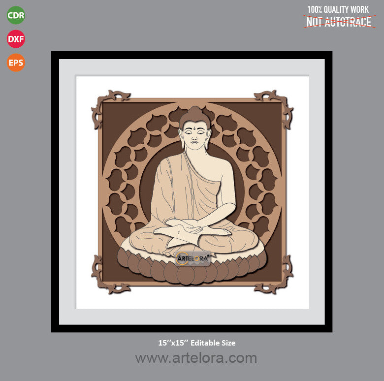 Premium Art MDF Laser Cutting Gautam Buddha (15x15)