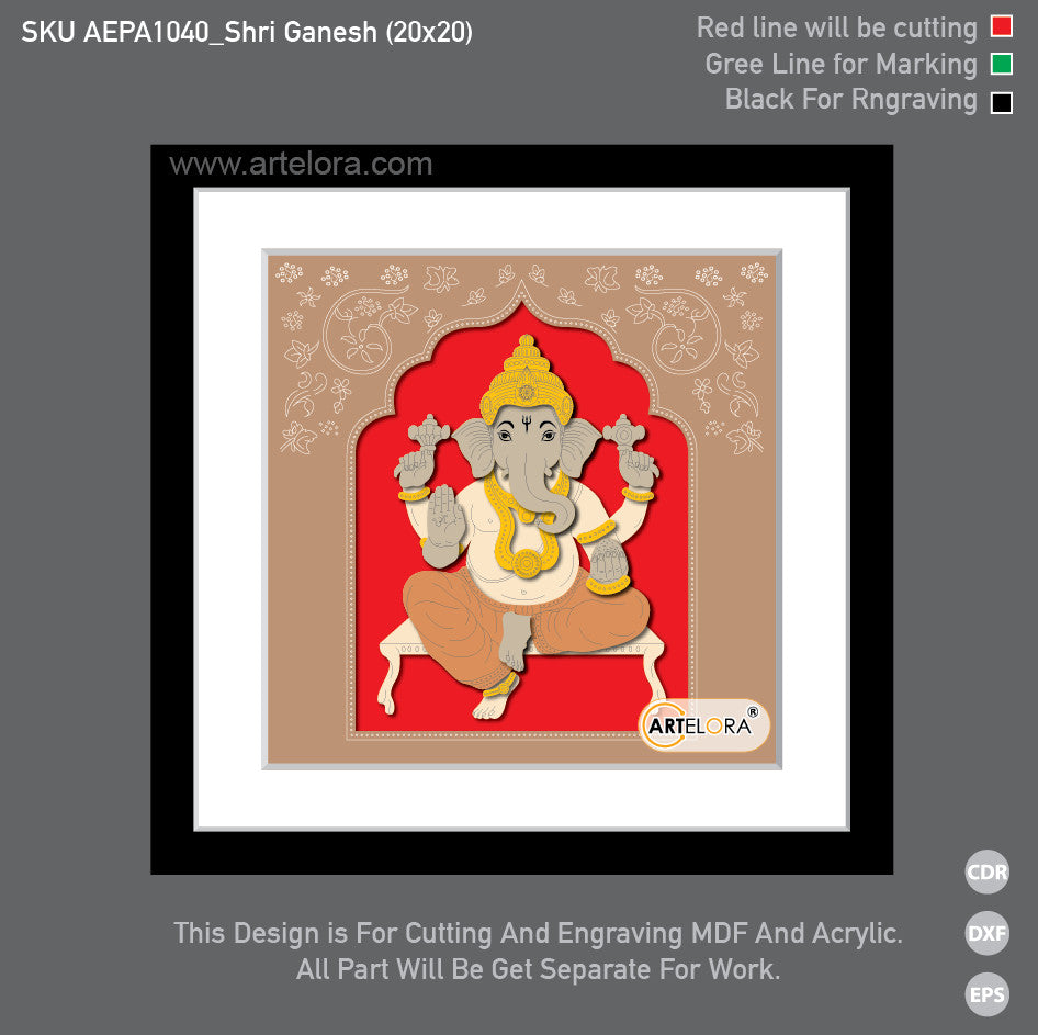 Premium Art Shri Ganesh (20x20)