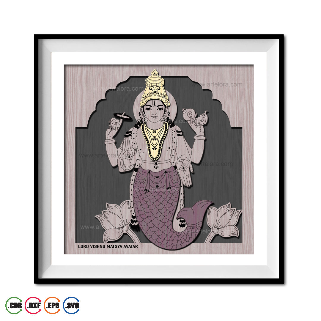 Premium Art Lord Vishnu Matsya Avatar