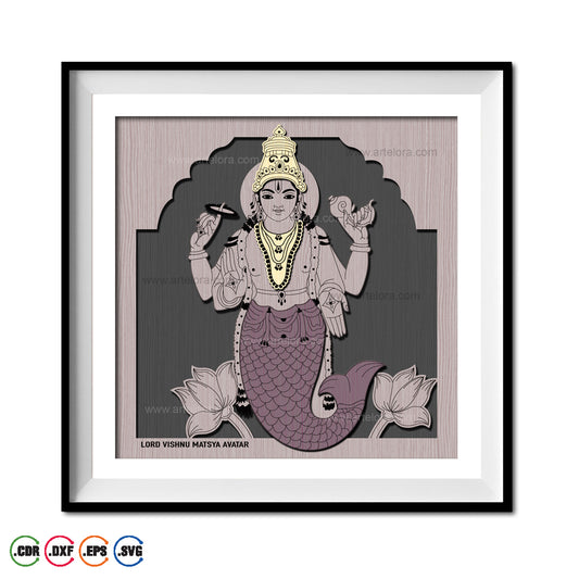 Premium Art Lord Vishnu Matsya Avatar