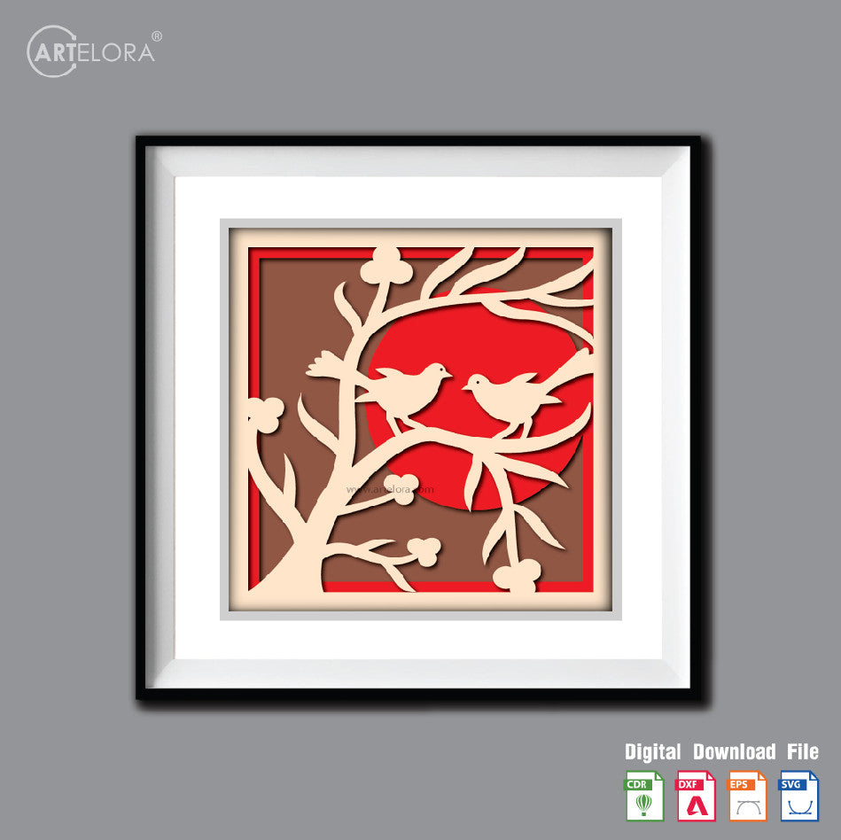 Premium Art Love Bird with tree (15x15)