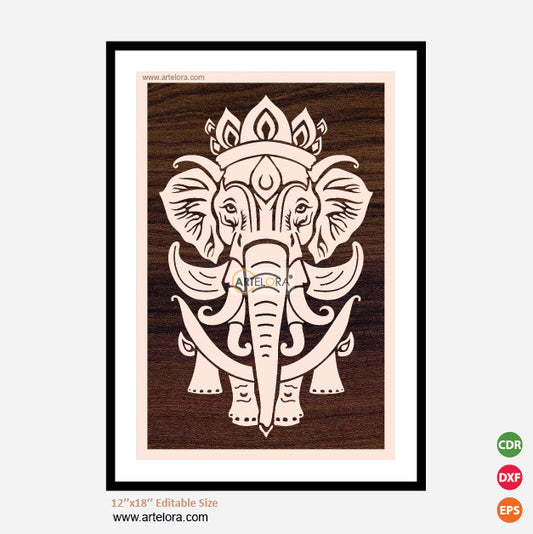 Premium Art MDF Laser Cutting Photo Frames of Airavat Elephant (12x18)