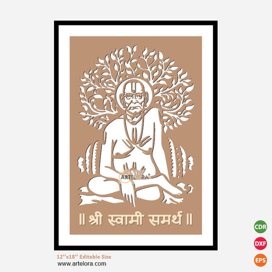 Premium Art MDF Laser Cutting Swami Samarth (12x18)