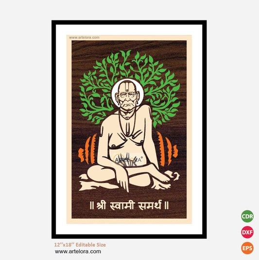 Premium Art MDF Laser Cutting Swami Samarth (12x18)